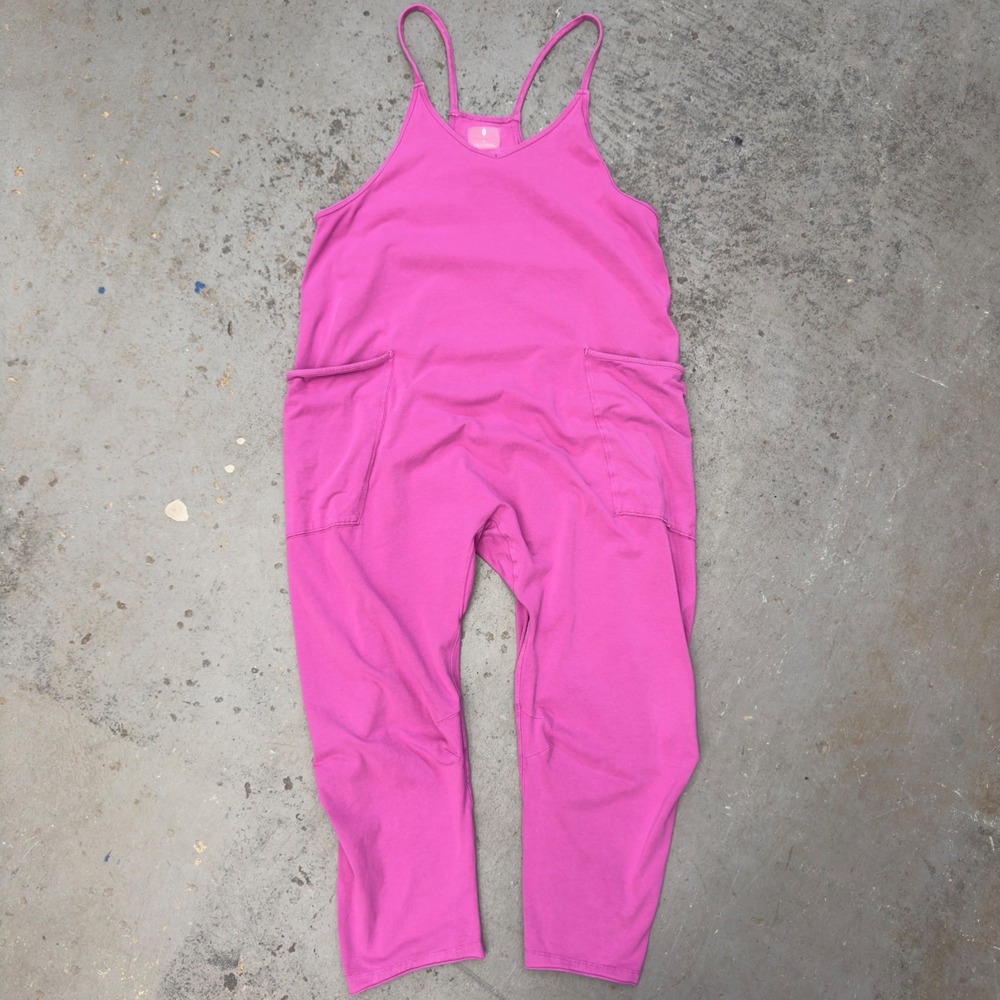 Free People Movement Hot Shot Pink Slouchy Jumpsuit OB1239677 Small